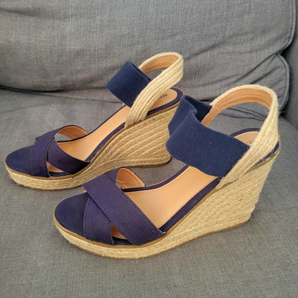 Merona Shoes - Merona Tan & Blue Espadrilles Wedges